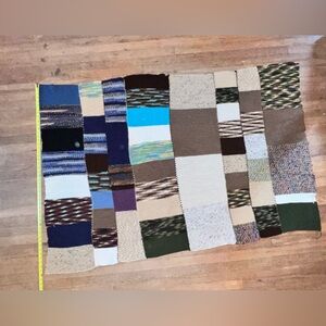 Blue and Tan Handmade Crocheted Blanket